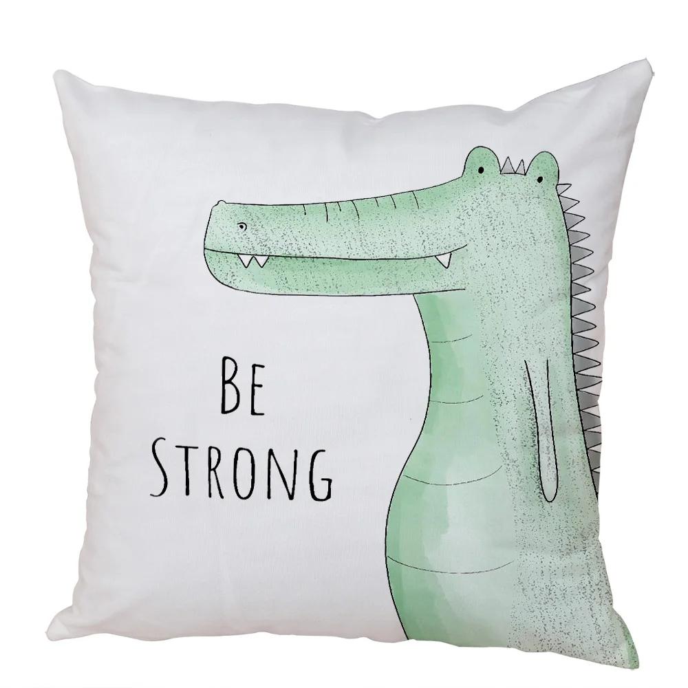 Nordic Zebra Hippo Giraffe Lion Crocodile Pillow Case Decor Animal Cushion Cover for Sofa Home Peach Skin Pillowcase 45x45cm