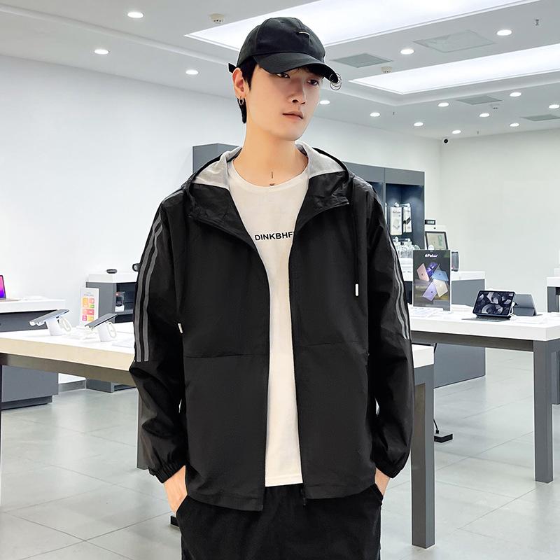 Men's Plus Size Casual Hooded Trench Coat - Autumn Loose Fit 40D Nylon Jacket