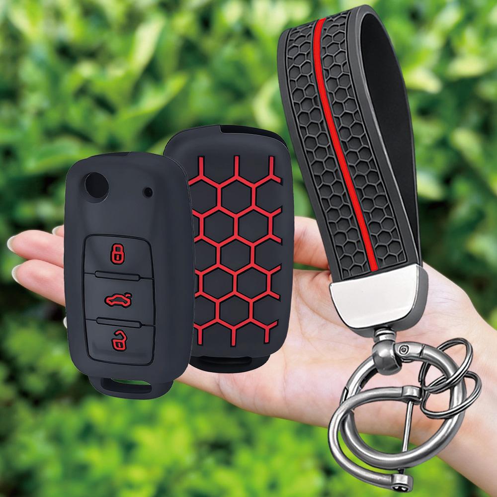 Keychain Silicone Car Key Case Cover For VW UP Polo Golf 6 Passat B5 Touran Caravelle Jetta Caddy Touareg Skoda Fabia Octavia A5