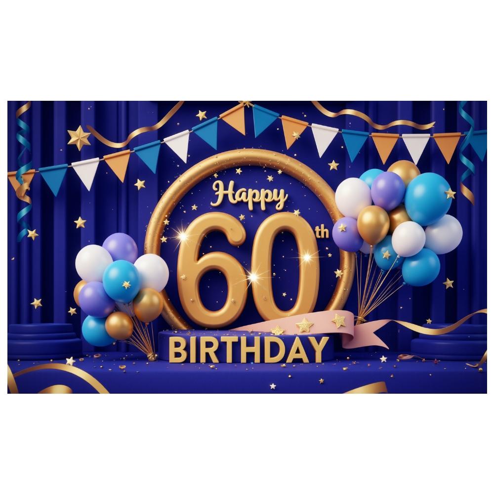 Bannière de Célébration d'Anniversaire Aspect Luxueux Fond d'Anniversaire Bannière pour 60ème Anniversaire Décoration Étoiles Pailletées Pour Lieu de Fête Intérieur