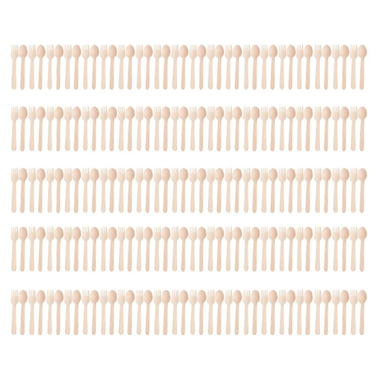 100 Pcs Wooden Utensils Disposable Cutlery for Outdoor Activities Gatherings