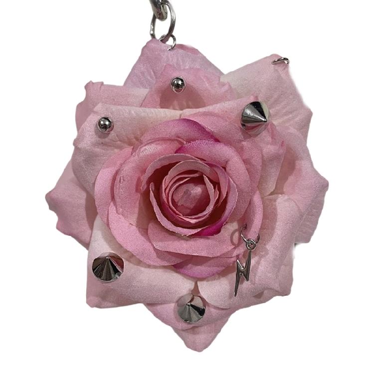Modern Rose Keyring Studded Design With Sparkling Rivets Stylish Keychain For Everyday Carry or Special Occasion