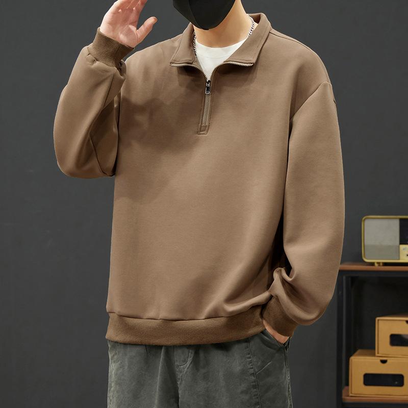 Men S Plus Size Half Zip Loose Fit Pullover Sweatshirt Black Spring Autumn