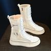 Summer Boots for Women Fashion High Top Casual Platform Boots Breathable Hollow Out Mesh Boots for Women Mid-Calf Botas Sneakers