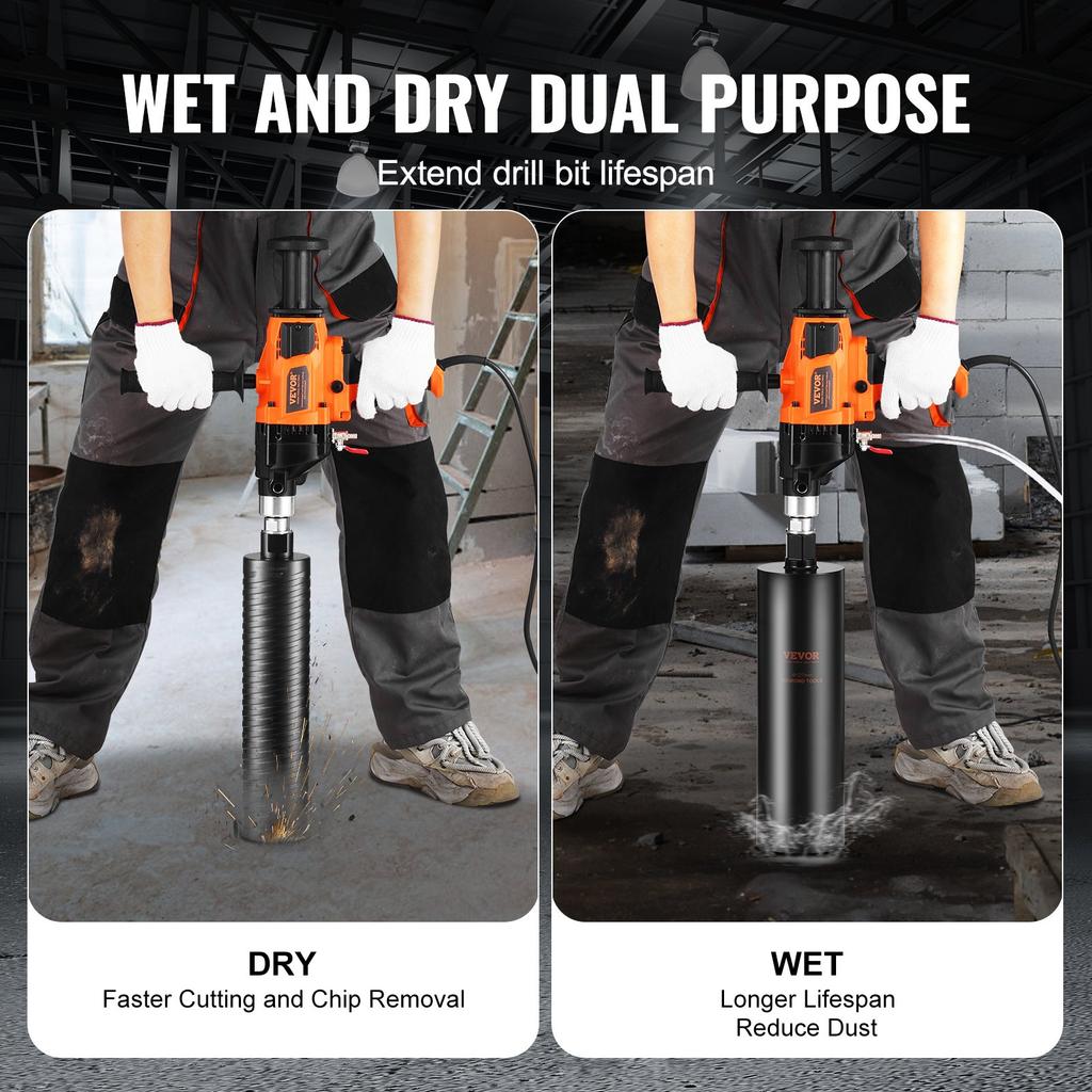 VEVOR Core Drill Machine 2.03-16 cm Dia 2000W Handheld Core Drill Rig for Mixing