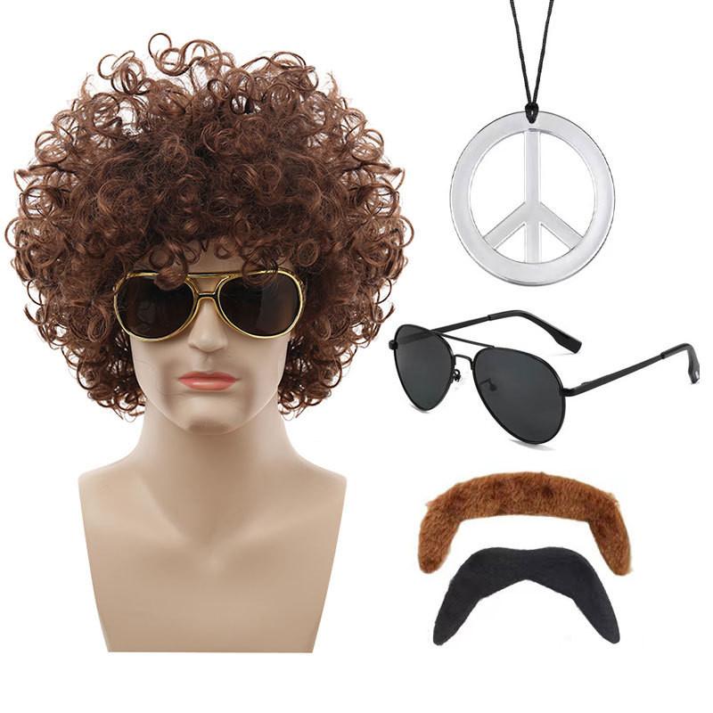 Colorful Coffee Brown Punk Wig For Halloween Parties With Accessories And Hairpieces