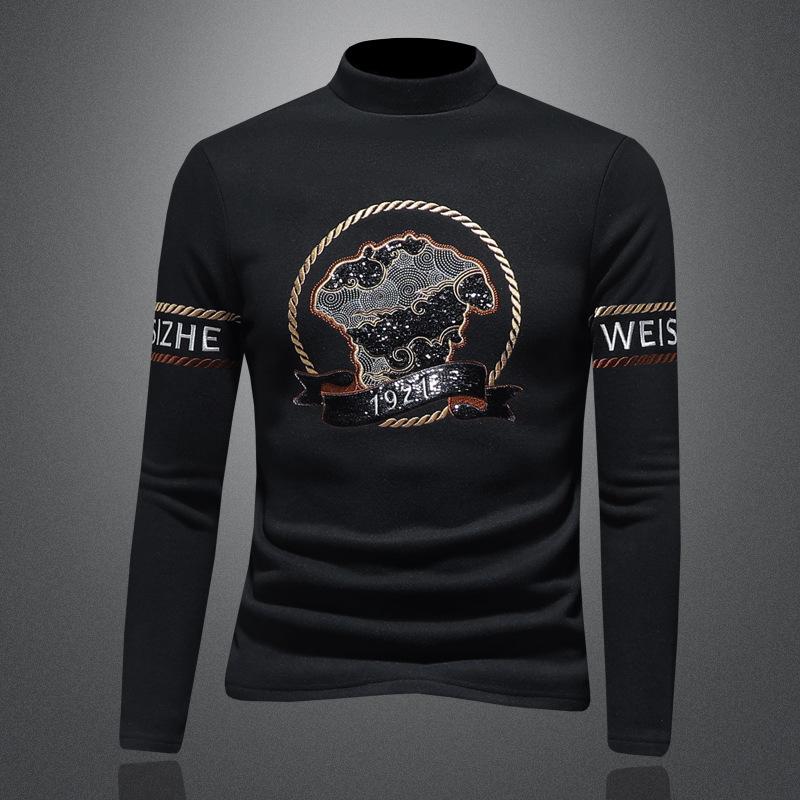 Men s Trendy Long Sleeve Stand Collar Pullover for Autumn/Winter XL