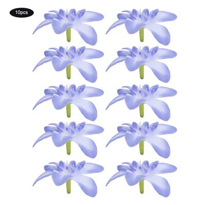 10 Stück Künstliche Orchidee Kunstblumen Simulieren Floral für Hochzeit Brautkranz Dekoration Blau