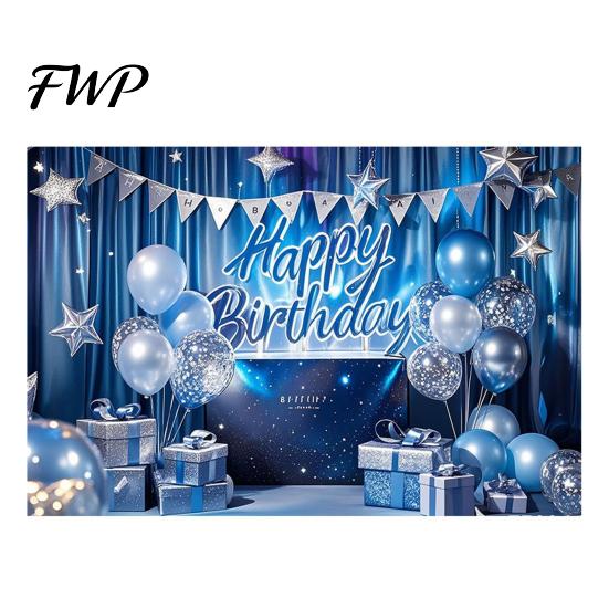 Birthday Party Decoration Happy Banner Backdrop, Photo Background Cloth for Celebration, Reusable Bunting Flag Decor Kids Women, Supplies Double-sided