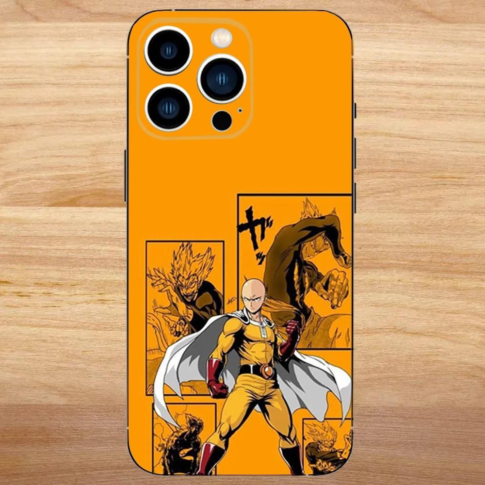 One P-Punch Man Saitama Phone Case For iPhone 16,15,14,13,12,11,Mini,Pro,SE,MAX White Matte Shockproof Cover