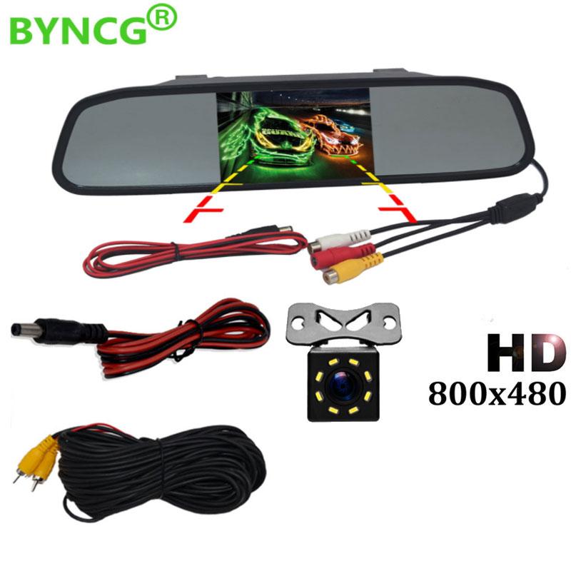 4.3 İnç Dikiz Aynası Monitörü Otomatik Park Sistemi + LED Gece Görüşü Yedekleme Geri CCD Araba Arka Görüş Kamerası 4 Seçin