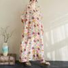 Real Shot Summer Color Vacation Style Travel  Retro Long Dress Covering Meat Cotton and Linen Dress
