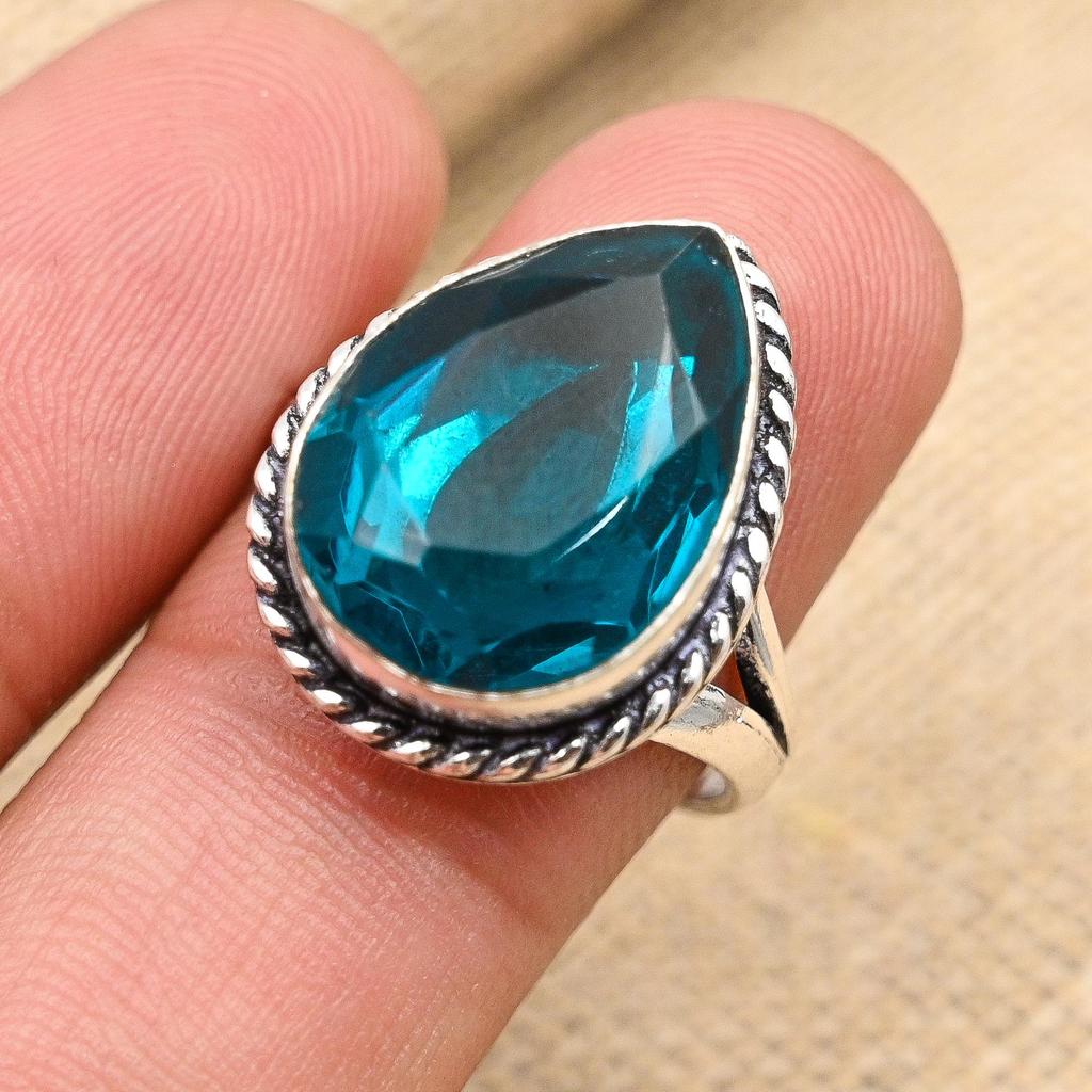 Indicolith Naturstein Edelstein Schmuck Ring 925 Massives Sterlingsilber Geschenk für Sie