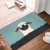 Sheep Illustration Doormat Teal Black Red Printed Polyester Machine Washable Cold Water Only 80x50cm