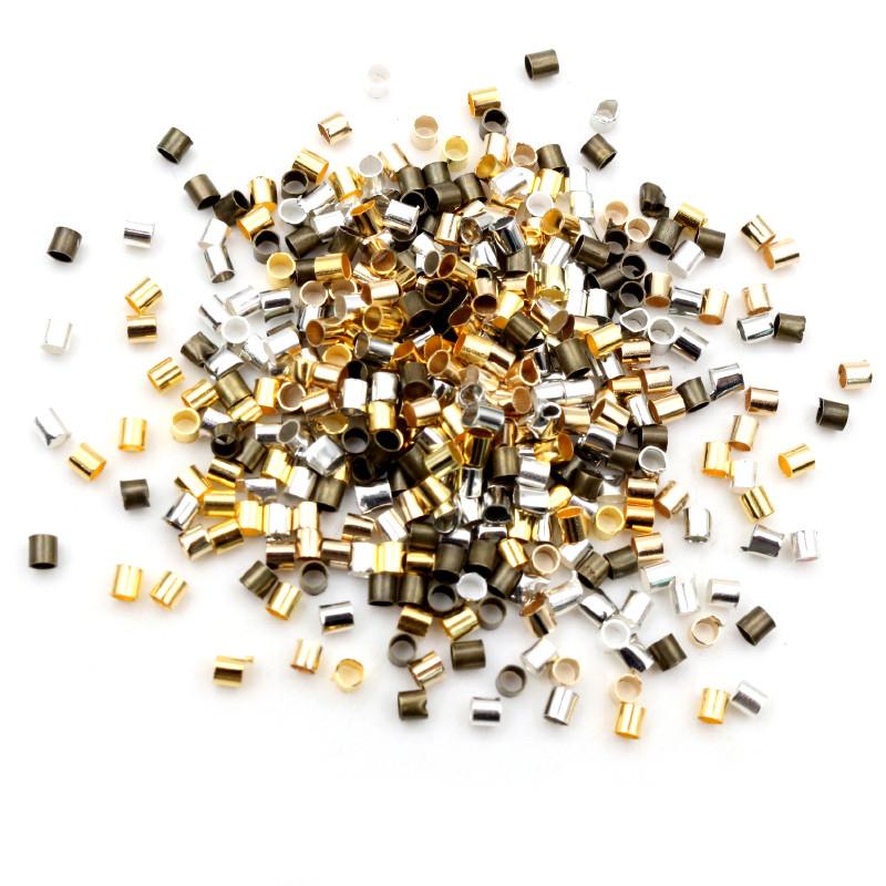 500pcs 1.5 2.0mm Gold Silver Color Tube Crimp End Beads Stopper Spacer Beads For DIY Necklace Jewelry Making Findings Supplies