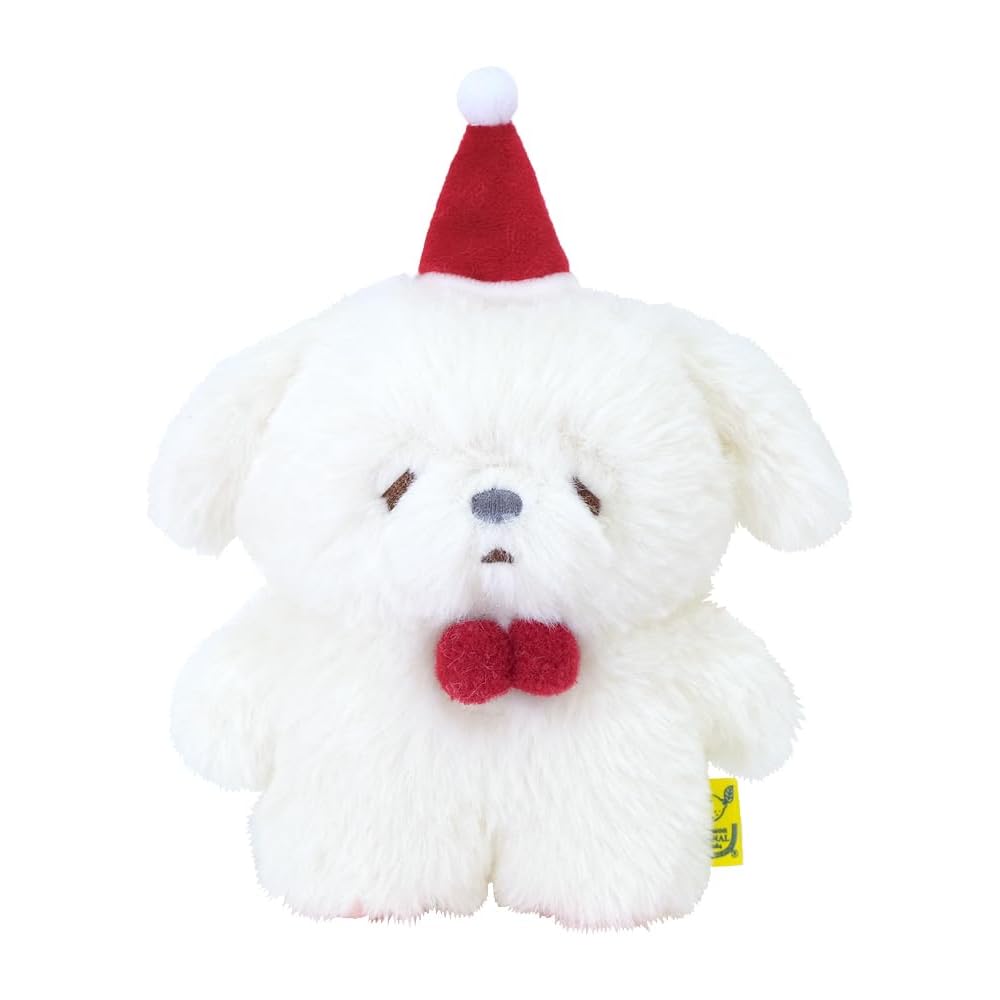 Sunlemon Fuwafuwa Tatton Santa Dog Plush Toy White 14x18x7cm Animal Stuffed Toy