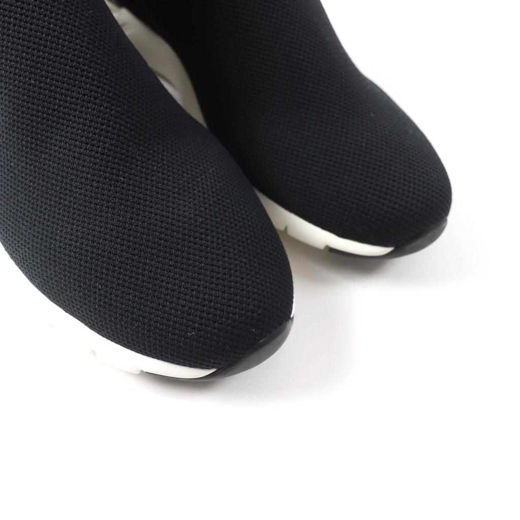 Great LOUIS VUITTON Sneakers Logo Socks Black Women 37.5 Used