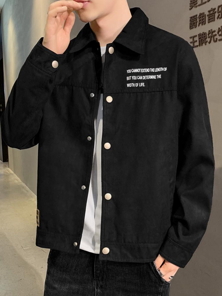 Spring and Autumn New Product Men's Warmed Long Sleeved Black Work Jacket Coat Men Loose Lapel Jacket Coat