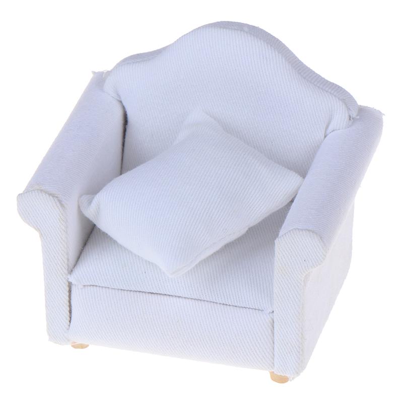 1/12 Dollhouse Miniature White Sofa With Back Cushion Doll House Accessories