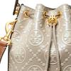 Tory Burch T Monogram 21 Drawstring Closure Detachable Shoulder Strap Leather Bucket Bag Women bags Longan-Brown Cream-White 146294-020