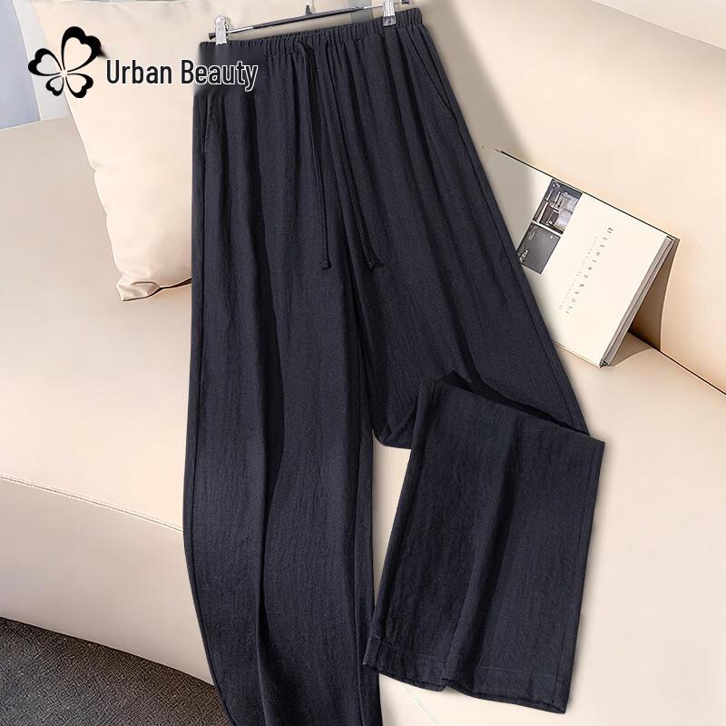 Women s High-Waist Linen Blend Wide-Leg Pants M