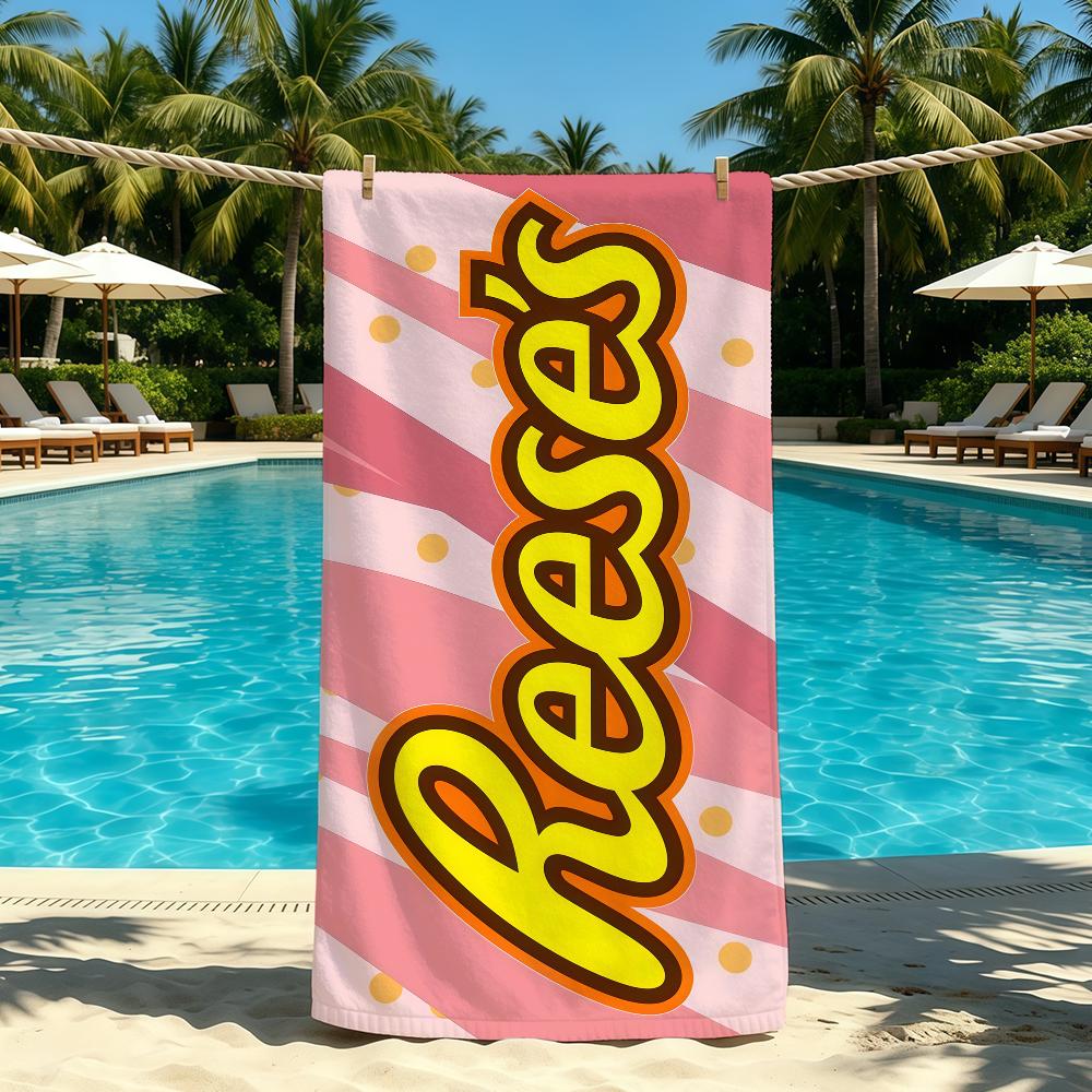 E-Reeses-ES Logo Chocolate Towel For Outdoor Camping Beach Towel Super Absorbent Quick-Drying Summer Towel