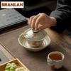 Caramel Glaze Hand-painted Butterfly Orchid Gaiwan Zen Tea Tureen Tea Bowl With Lid Kit Tea Maker Cover Bowl Decoration Teaset