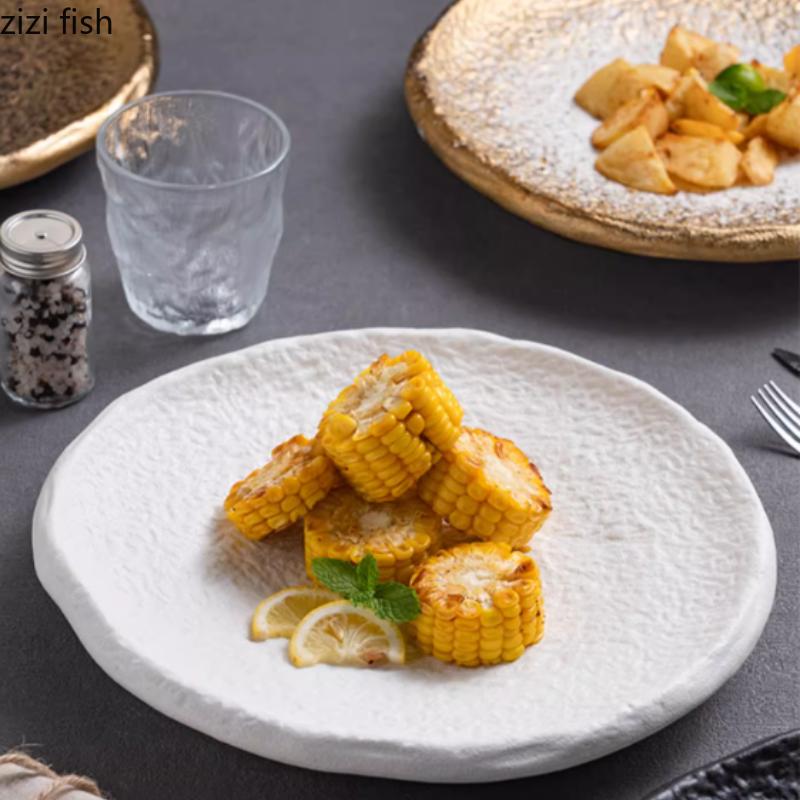 High Footed Ceramic Dining Plate Western Steak Plate Pasta Dish Sushi Plates Dessert Plates Fruit Dishes Dim Sum Dish Sting Disc