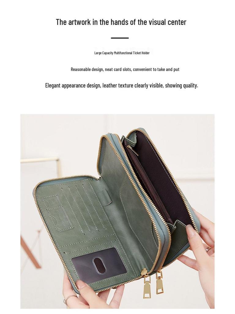 2024 RFID Travel Passport Holder & Ticket Organizer with Double Zippers - Crossbody Multifunctional Wallet & Document Bag.