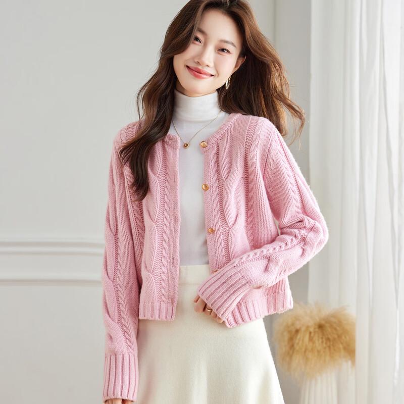 

Srcr Women s 100% Wool Cable Knit Cardigan One Size