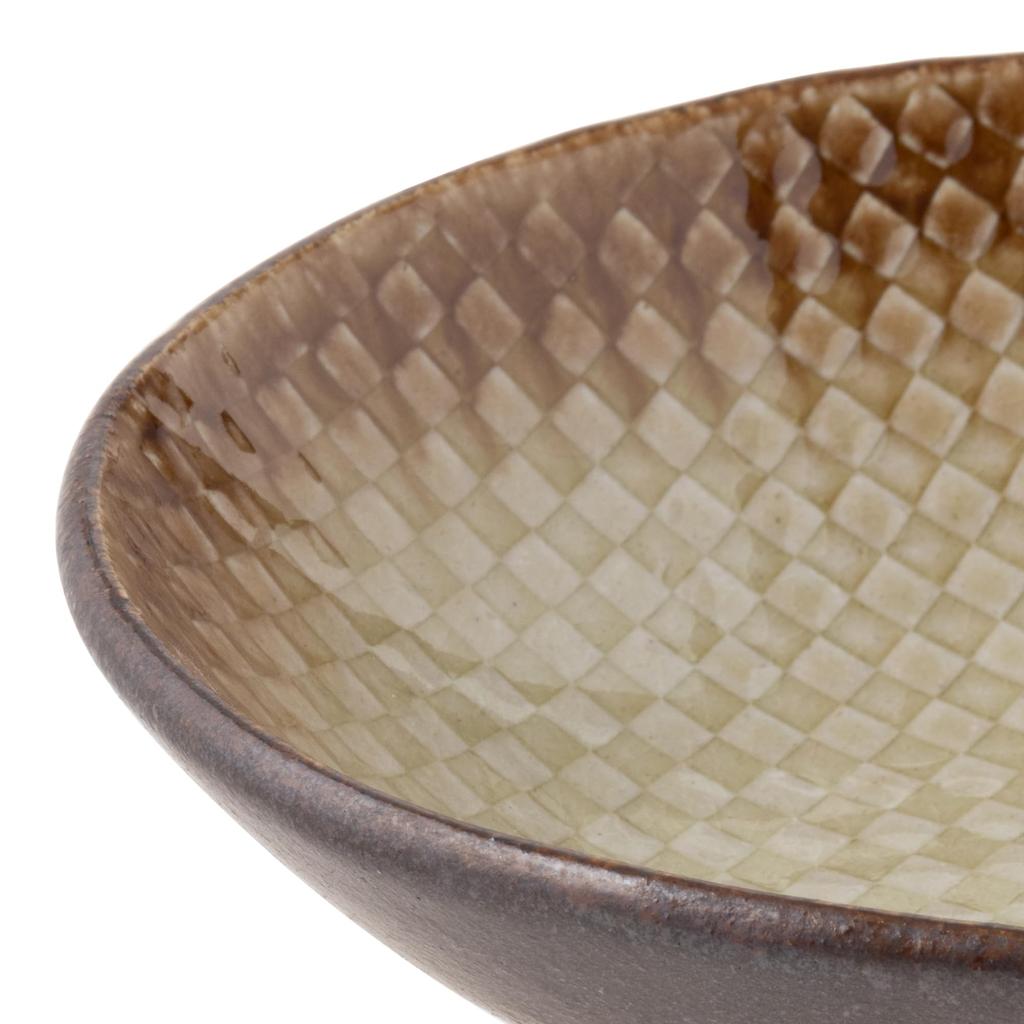 Marui Seito Shigaraki Ware Hechimon Bowl/Plate, Diameter: Approx. 16cm, Mosaic, Brown, MR-3-4189