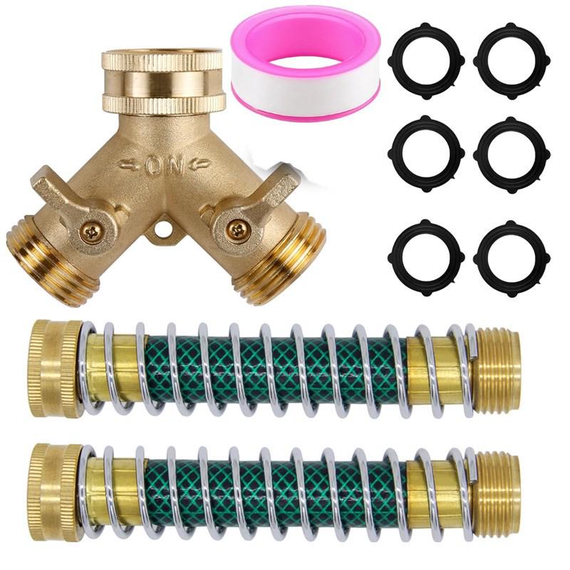Four-Way Copper Water Faucet Splitter with High-Pressure-Resistant Rubber Coating.