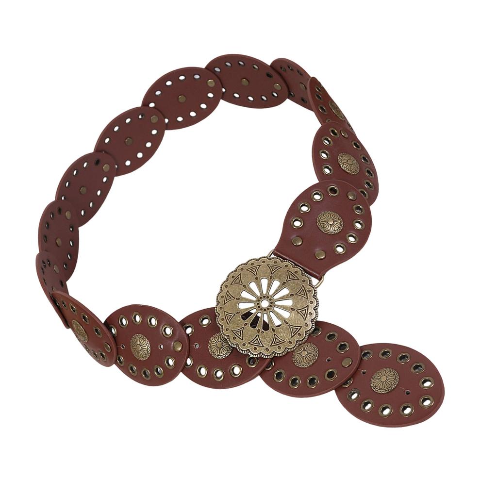 Artistic Metal Embellished Waist Belt Breathable PU Leather Accessory For