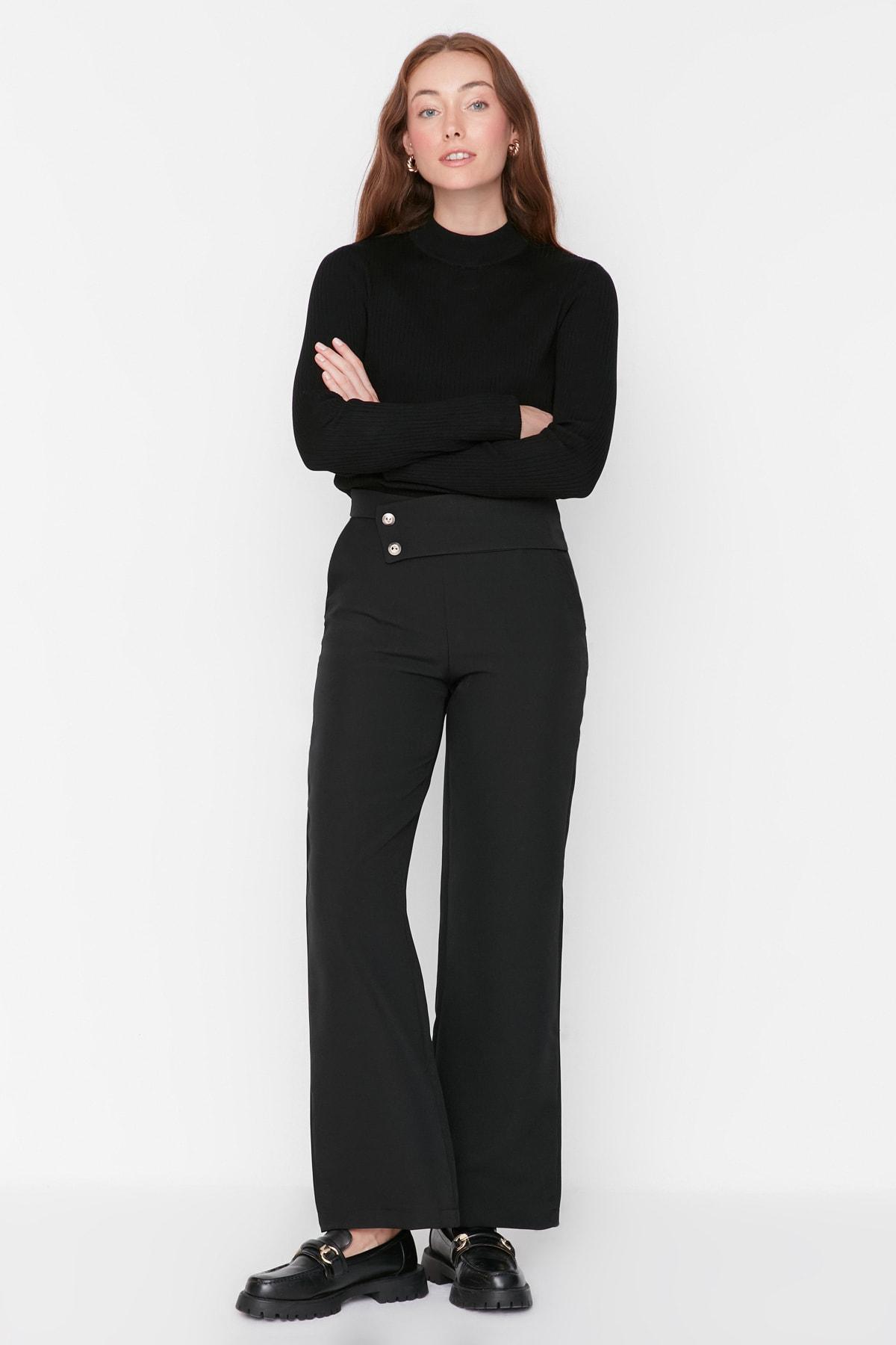 

Черные тканые брюки на двух пуговицах TCTAW23TP00003..