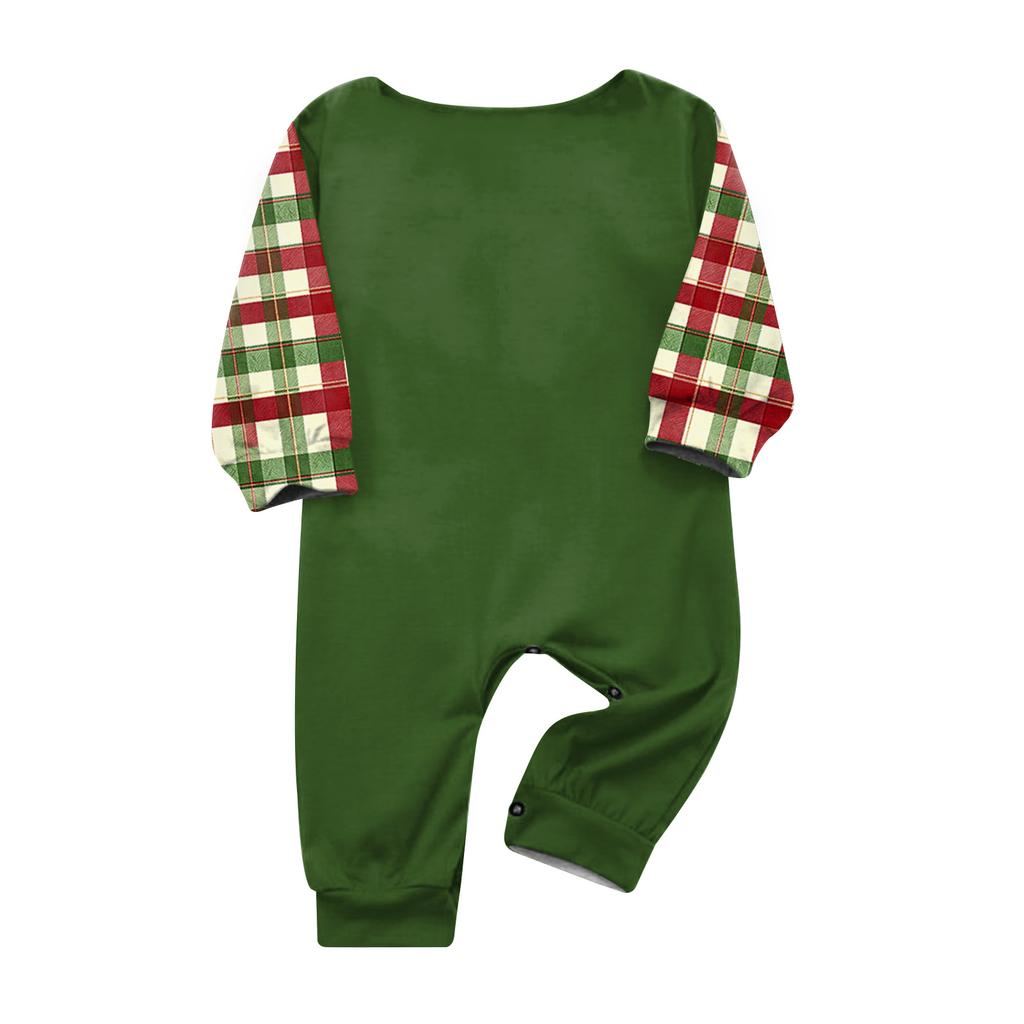 Christmas-print long-sleeve and long-pant matching family loungewear set