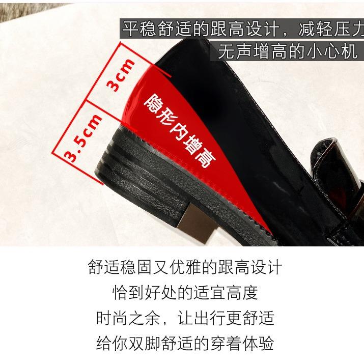 Fashion Loafers 2025 Black Pointed Toe Fabric New British Style Thick Heel Inner Heightening Platform Leather Shoes Work Women's Shoes