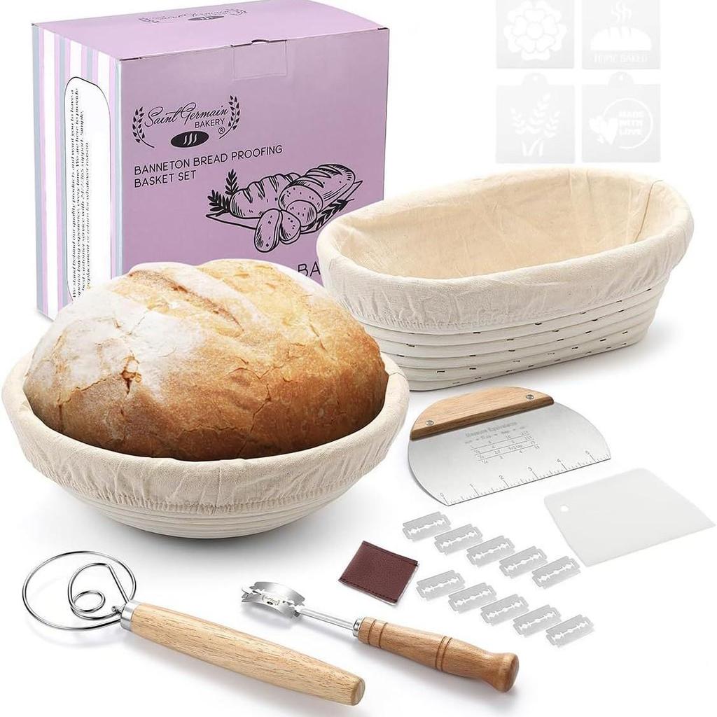 Natural Rattan Bread Proofing Baskets Set - Round & Oval Fermentation Tools