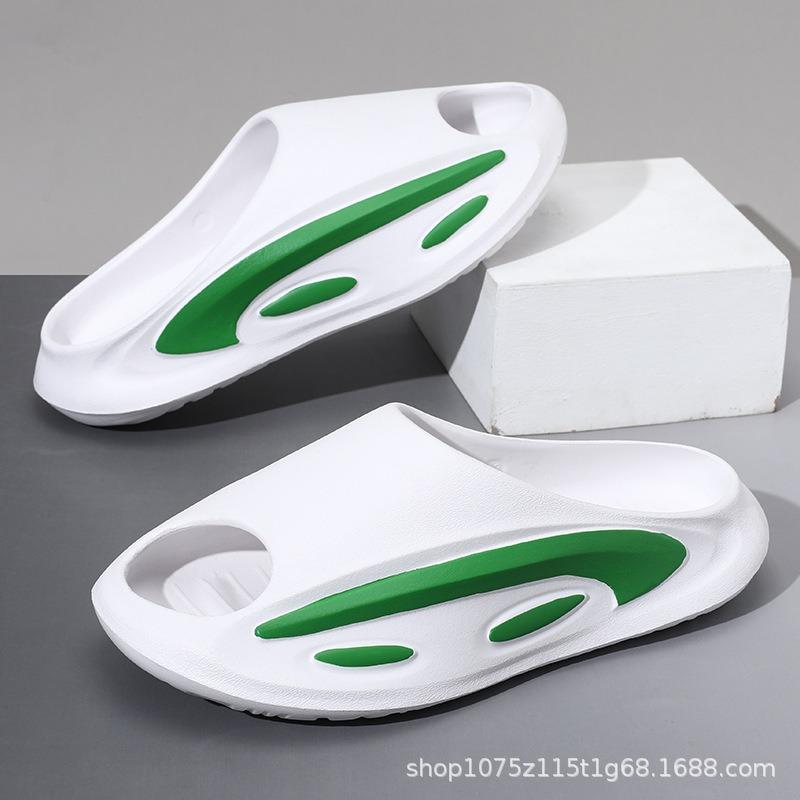 

Summer new men and women couples one-word drag thick bottom non-slip fashion two-color splicing can be outdoor beach cool slippers 36-37 білий