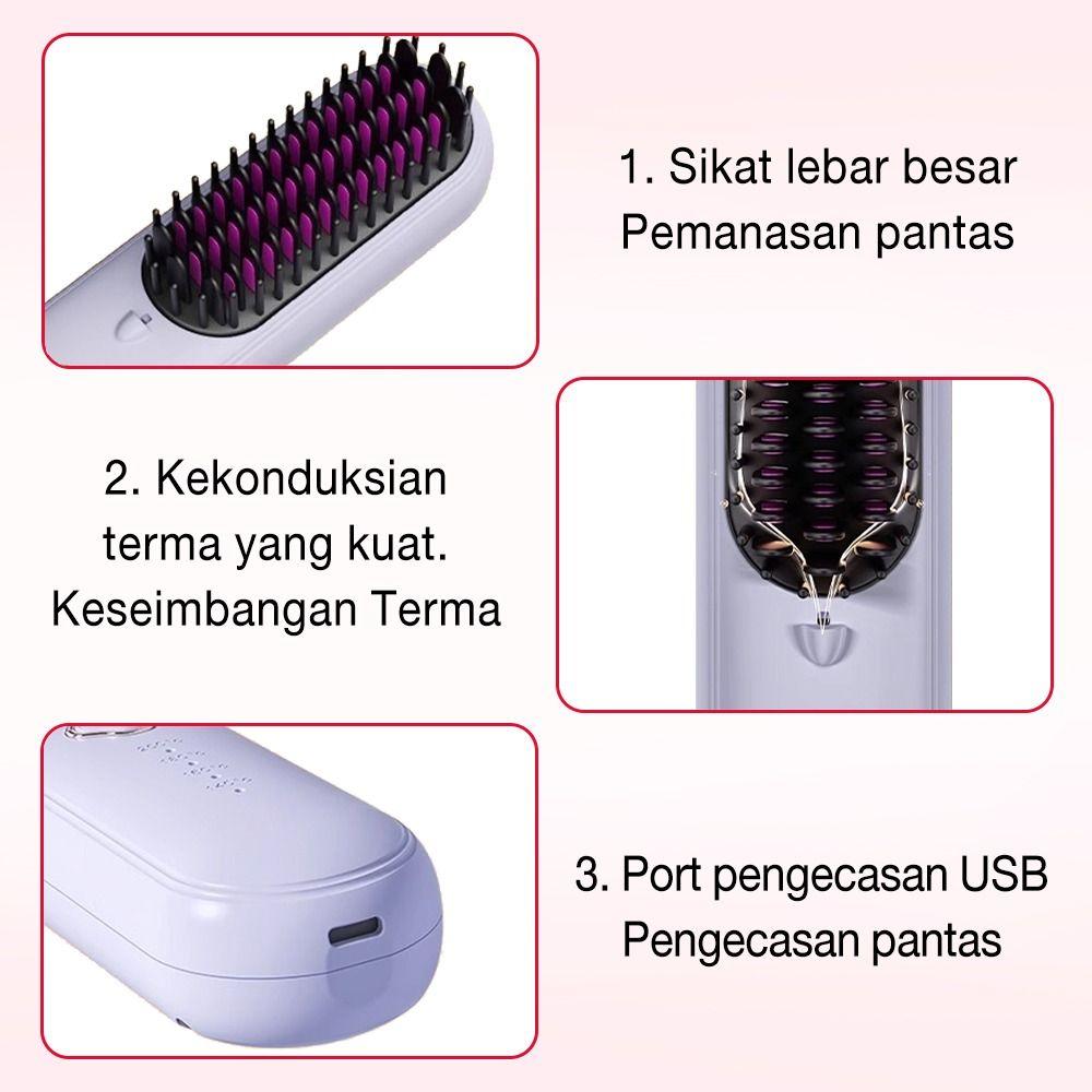 Negative lon Wireless Hair Straightener Comb Cordless Hair Curler Portable Mini Comb  Hair Care