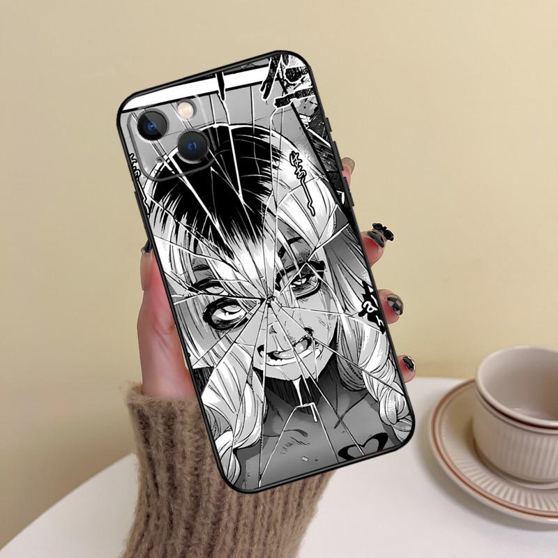 Horror Manga Style Phone Case For iPhone 17 Pro Max 14 13 12 11 15 16 Pro Max mini Plus 16e 17 Air Cover Funda