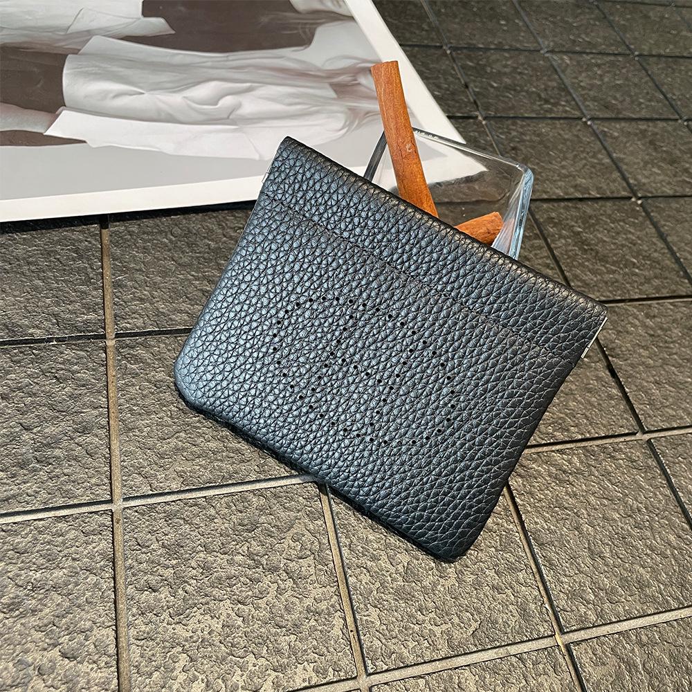 

Женский кошелек для монет и визитница из натуральной кожи - Дизайн с перфорацией из коровьей кожи, Мини-отделение для помады, Изысканный держатель для ID