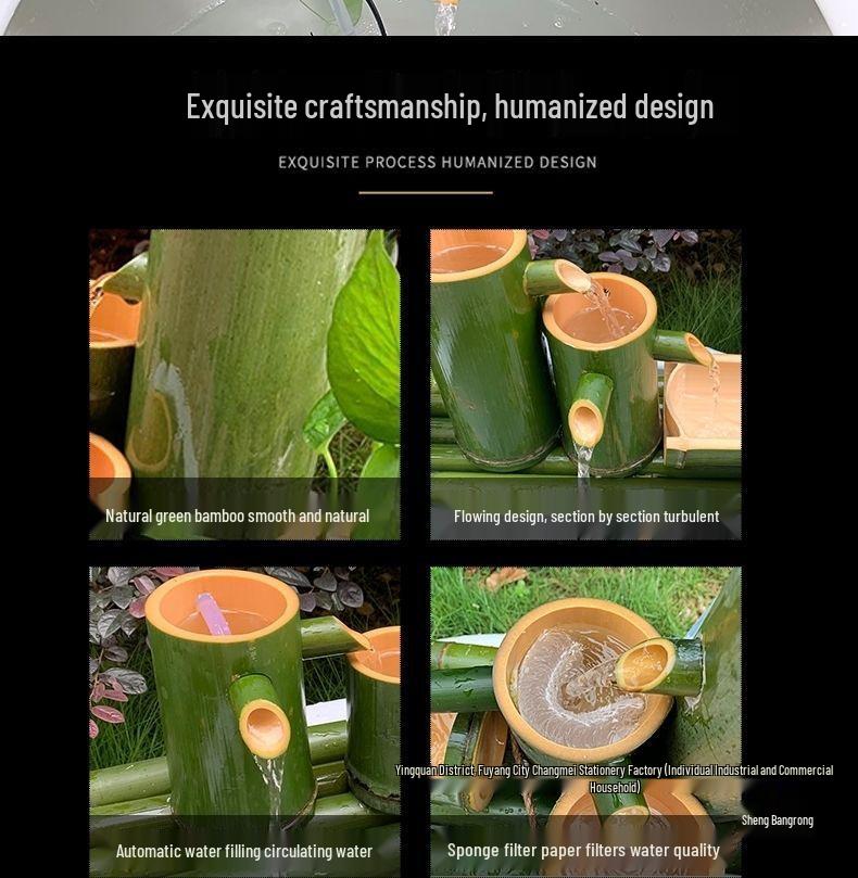 Bamboo Water Fountain: Ceramic Stone Fish Tank with Automatic Circulation, Oxygenation, and Humidification