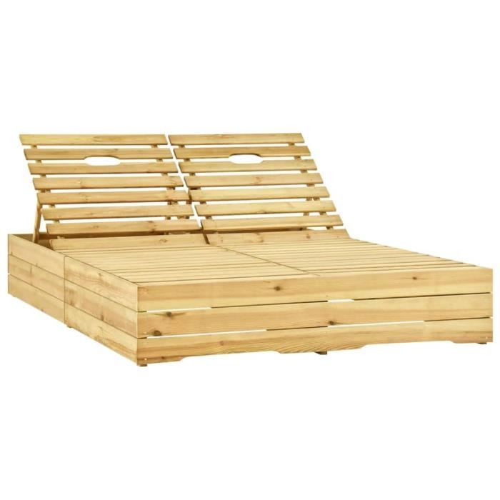 VidaXL Chaise longue double avec coussins Bois de pin imprégné