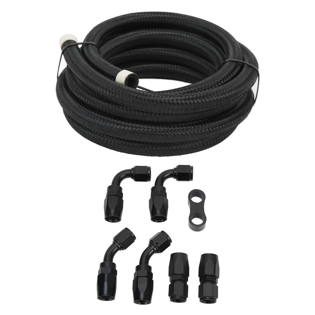 3 Meter Fuel Line Hose Kit AN6 Hose Fitting Adapter Aluminum Nylon Braided for Coolant Diesel Hydraulic Oil