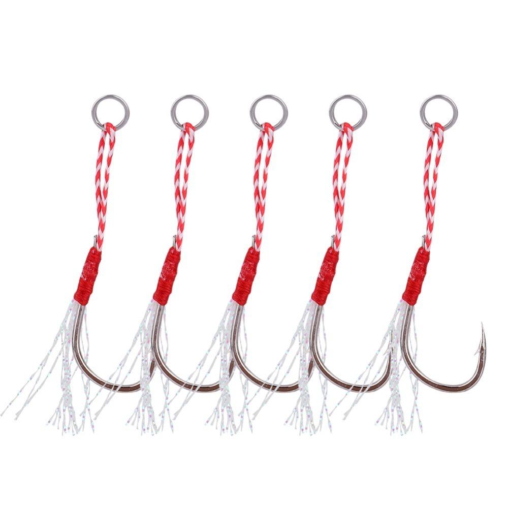 35PCS with Flash Tinsel Fishing Assist Hooks 11-15# Assist Hooks Vertical Jigging 11#-35PCS