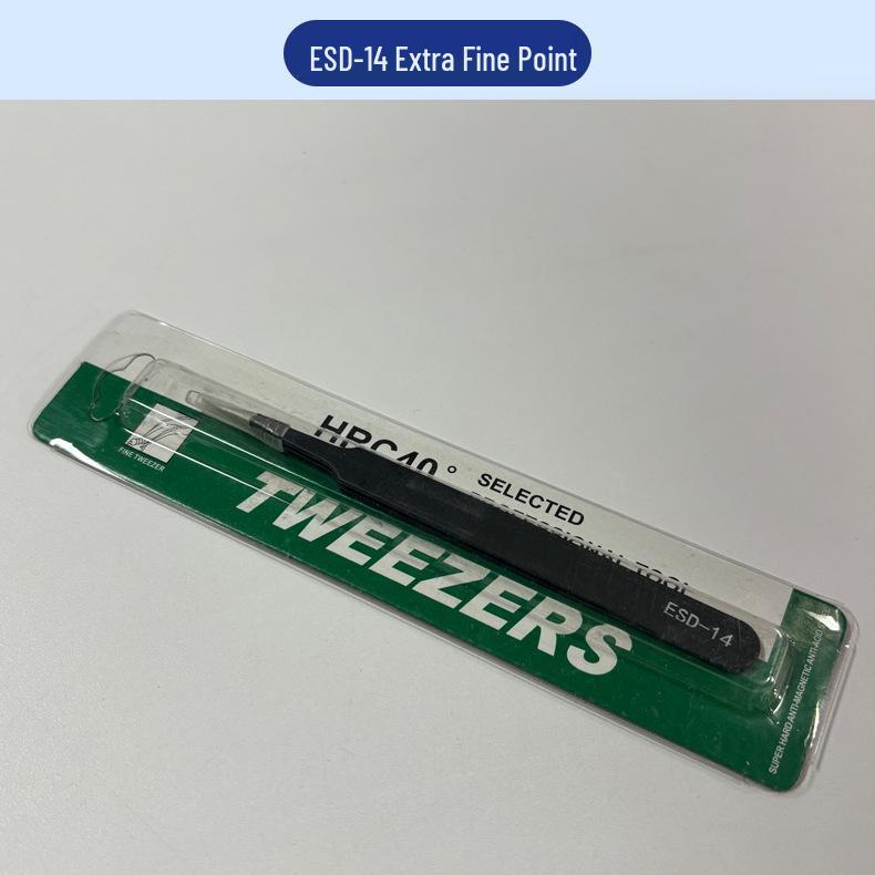 Anti-Static Stainless Steel Precision Tweezers, Curved Tip for Electronics, Eyelash Extensions, Manicure, Bird's Nest Picking, and Hair Removal.