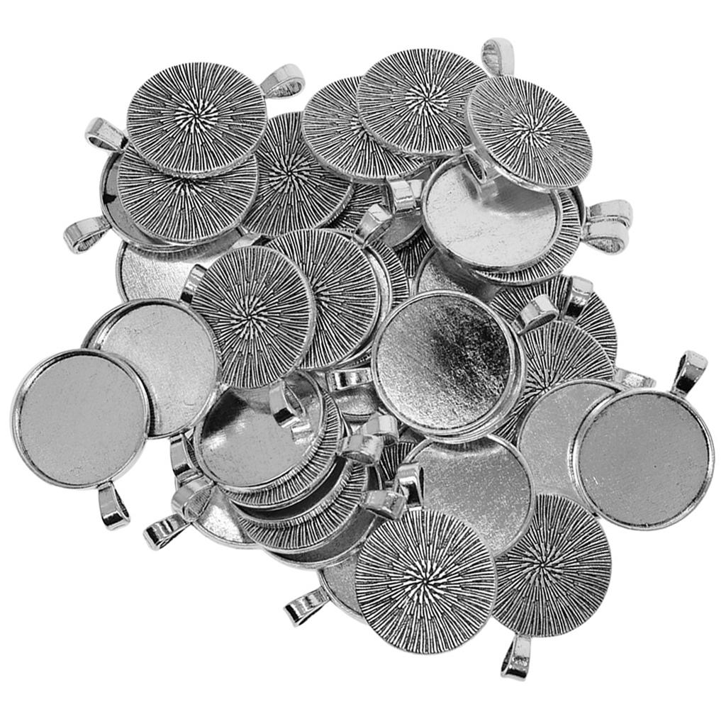 

50 шт тибетское серебро пустой круглый ободок лоток основание ожерелье с кабошоном кулон