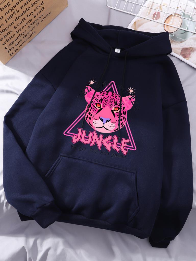 Welcome To The Jungle Prints Hoodies Women Comfortable Loose Sweatshirts Winter Fleece Warm Tops Basics Pocket Womans Clothes