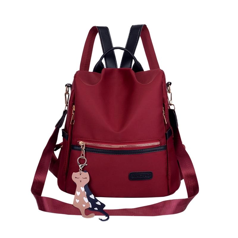 Women's Handbag and Backpack New Female Backpack Simple Classic Style Contrast Color Large Capacity Casual Shoulder Bag with Pendant for Women Ladies