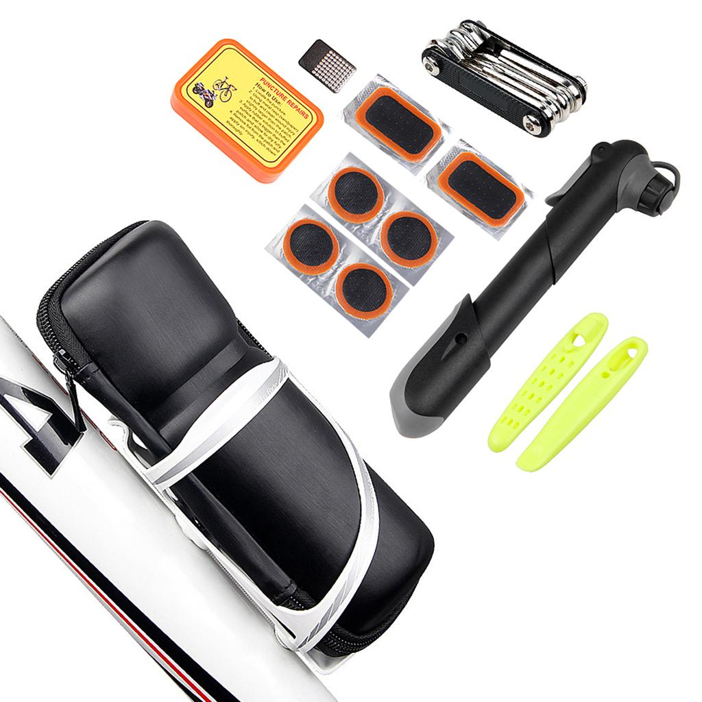 Bike    Kit Portable     ing Tools Kit Box Tire Fixing Kit Bag with Tire Pump Multifunctional Tools Tire Tube Patches